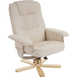 Cosmo Casa  Ontspanningsstoel TV - stoel fauteuil zonder voetenbank - Kunstleer - Crème