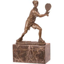 A BRONZE SCULPTURE OF A TENNIS-PLAYER