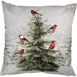 Clayre & Eef Kussenhoes 45x45 cm Wit Polyester Kerstboom