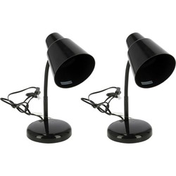 2x stuks staande bureaulampen zwart 14 x 14 x 34 cm verstelbare lamp verlichting - Bureaulampen