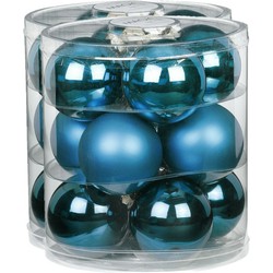 24x stuks glazen kerstballen diep blauw 8 cm glans en mat - Kerstbal