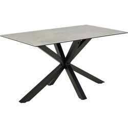 Eettafel Rechthoek - Grijs Keramiek - 135x80x75,5cm - Harrie
