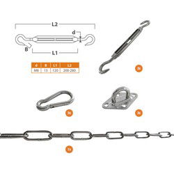 Schaduwdoek bevestigingsset driehoek RVS A4 M8 spanner