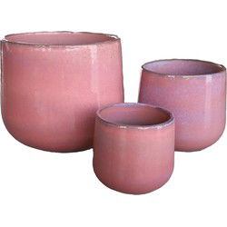 PTMD Bloempot Dairsai - 46x46x40 cm - Keramiek - Roze - Set van 3