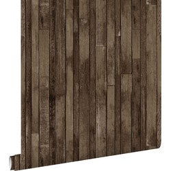ESTAhome behang sloophout donkerbruin - 53 cm x 10,05 m - 138813