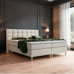 Boxspringbed -  Helmond - Beige - 180x200 cm Inclusief  cm matras en topper