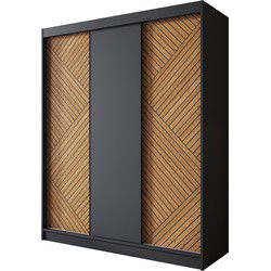 Meubella - Kledingkast Macerata - Zwart - 180 cm