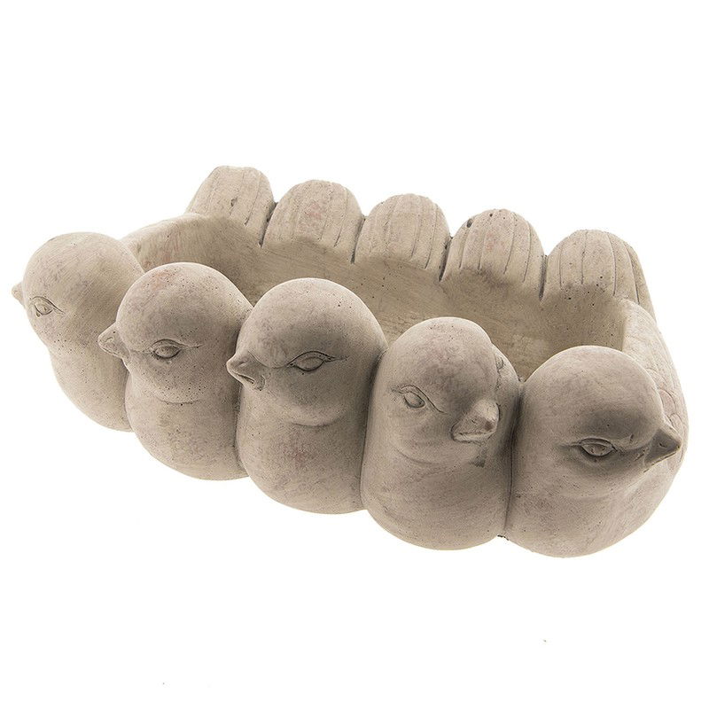 Clayre & Eef Bloempot 31x19x11 cm Grijs Aardewerk Vogels - 