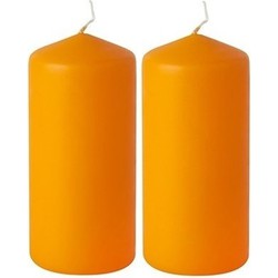 2x Oranje stompkaars 15 cm 45 branduren - Stompkaarsen