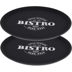 2x stuks zwart anti-slip dienbladen kunststof 36 cm bistro special - Dienbladen