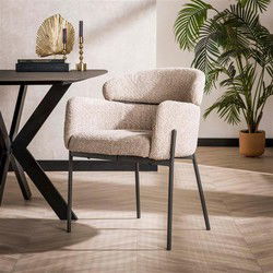 Set van 2 Eetkamerstoelen Bouclé Lola - Met Armleuningen
