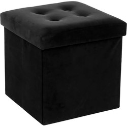 Atmosphera Poef/hocker/voetenbankje - opbergbox - zwart - PU/MDF - 38 x 38 cm - Poefs