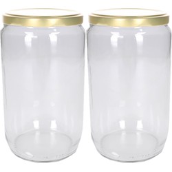 Set van 2x stuks luchtdichte weckpotten/jampotten transparant glas 720 ml - Weckpotten