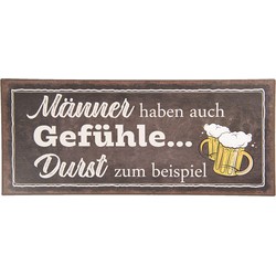 Clayre & Eef Tekstbord  30x13 cm Zwart Metaal Rechthoek Männer Gefühle Durst Wandbord