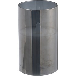  J-Line Led Kaars Cilinder Blinkend Zilver - Small