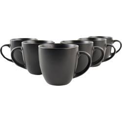 OTIX KoffieKopjes - Koffiemokken - Set van 6 - Koffietassen - Zwart - Mat - 220ml - Aardewerk - RAVEN