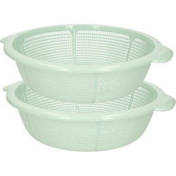 PlasticForte set van 2x stuks kunststof keuken vergiet van 31 x 9.5 cm mintgroen - Vergieten