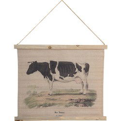 Clayre & Eef Wandkleed Koe Beige Jute