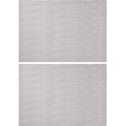 Set van 2x stuks rechthoekige placemats zilver 43 x 30 cm leder look - Placemats