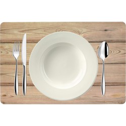 Bellatio design Placemats - 6 stuks - hout look - bruin - 43x28cm - Placemats