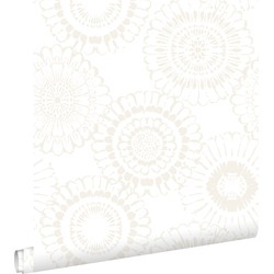 ESTAhome behang bloemen zilver en wit - 53 cm x 10,05 m - 138910