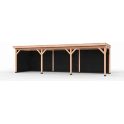Douglas overkapping 900 x 250, met zwarte achterwand en zijwand, Westwood Comfort