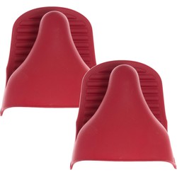 Set van 2x stuks siliconen ovenwant/ovenhandschoen rood 9 x 12,5 cm - Ovenwanten