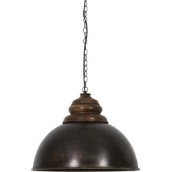 Light&living A - Hanglamp Ø52x40 cm LEIA zwart zink+kop hout bruin