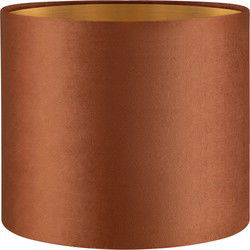 Fluweel - Velvet Lampenkap - Cilinder - Bruin + goud - Luxe stijl - ø20 x 17 cm - E27 fitting - voor tafellampen en Pendellamp - voor woonkamer en eetkamer