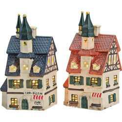 Wurm Lichthaus "Cafe-Bistro" van porselein, 2-voudig, Kleurrijk (B/H/D) 10x20x8cm