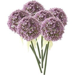 Kunstbloem Sierui / Allium - 6x - lila paars - steel van 70 cm - Kunstbloemen