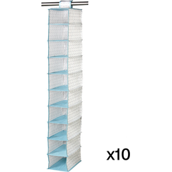 Set van 10 rekken met 10 vakken, wit en blauw - H128 cm