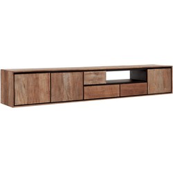 DTP Home Hanging TV stand Metropole extra large, 3 doors, 3 drawers, open rack,40x235x40 cm, recycled teakwood