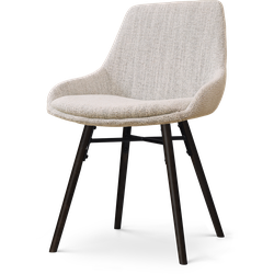 Nena-Isa eetkamerstoel beige gemêleerd - zwart houten onderstel