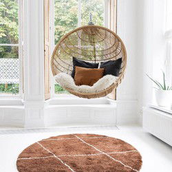 Berber vloerkleed rond hoogpolig Roest/Cream - scandinavisch - nea Roest,Oranje - Polypropyleen - Rond 240 Ø - (XXL)