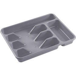 Hega Hogar Bestekbak - grijs - 5 vakken - 34 x 26 cm - lade indeling - Bestekbakken