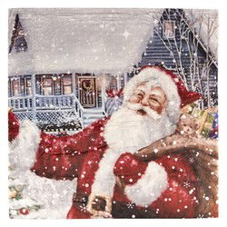 Clayre & Eef Plaid  130x170 cm Rood Wit Polyester Rechthoek Kerstman Deken