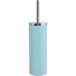 MSV Toiletborstel in houder/wc-borstel - metaal - turquoise blauw - 38 cm - Toiletborstels