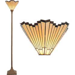 LumiLamp Tiffany Vloerlamp  37x37x183 cm  Goudkleurig Polyresin Glas Staande Lamp