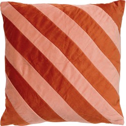 Dutch Decor PEBBE - Kussenhoes velvet 45x45 cm - potters clay - oranje - roze - strepen - color blocking - Dutch Decor