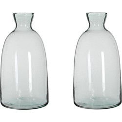 2x Mica flesvormige bloemenvazen/decoratie vazen/boeketvazen 22 x 44 cm transparant glas - Vazen