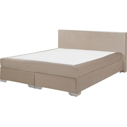 Beliani CONSUL - Boxspringbed-Beige-Fluweel