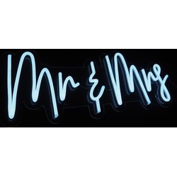 Groenovatie LED Neon Verlichting Bord "Mr & Mrs", Incl. Adapter, 70x25cm, Wit