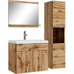 Badplaats Badkamermeubel Set Montreal 60 x 35 cm - Eiken - Badmeubel met spiegel en zijkast
