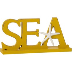  J-Line Decoratie Letters Sea Op Voet Hout - Geel