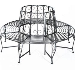 4goodz Boombank 360° ronde bank tuinbank metaal - Zilver