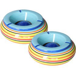 2x stuks huiskamer asbakken blauw 19 cm - Asbakken