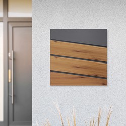 Brievenbus met krantenvak 37x36,5x11 cm antraciet/houtlook staal ML design