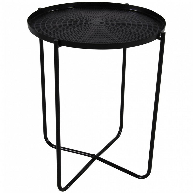 Zwarten ronde plantentafel/plantenstandaard/bijzettafel/oppottafel 50 cm - Bijzettafels - 