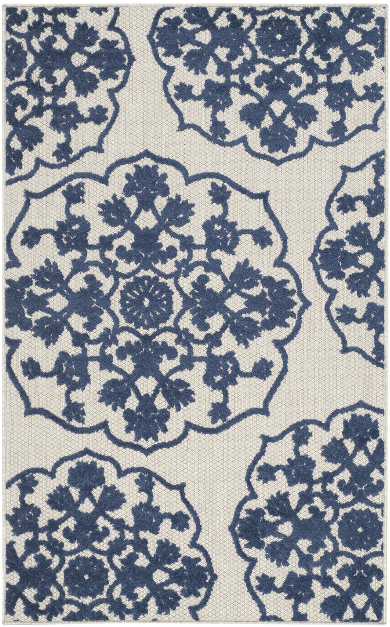 Safavieh Traditonal  Indoor Woven Area Rug, Cottage Collection, COT912, in Light Grey & Royal Blue, 99 X 160 cm - 